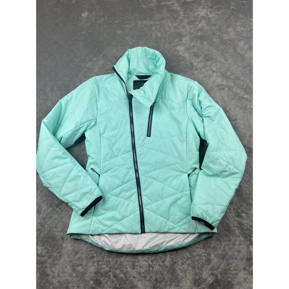 Basin Range Quilted‎ Jacket Mint Green Mock Neck Zip Front Women's S- READ FLAWS